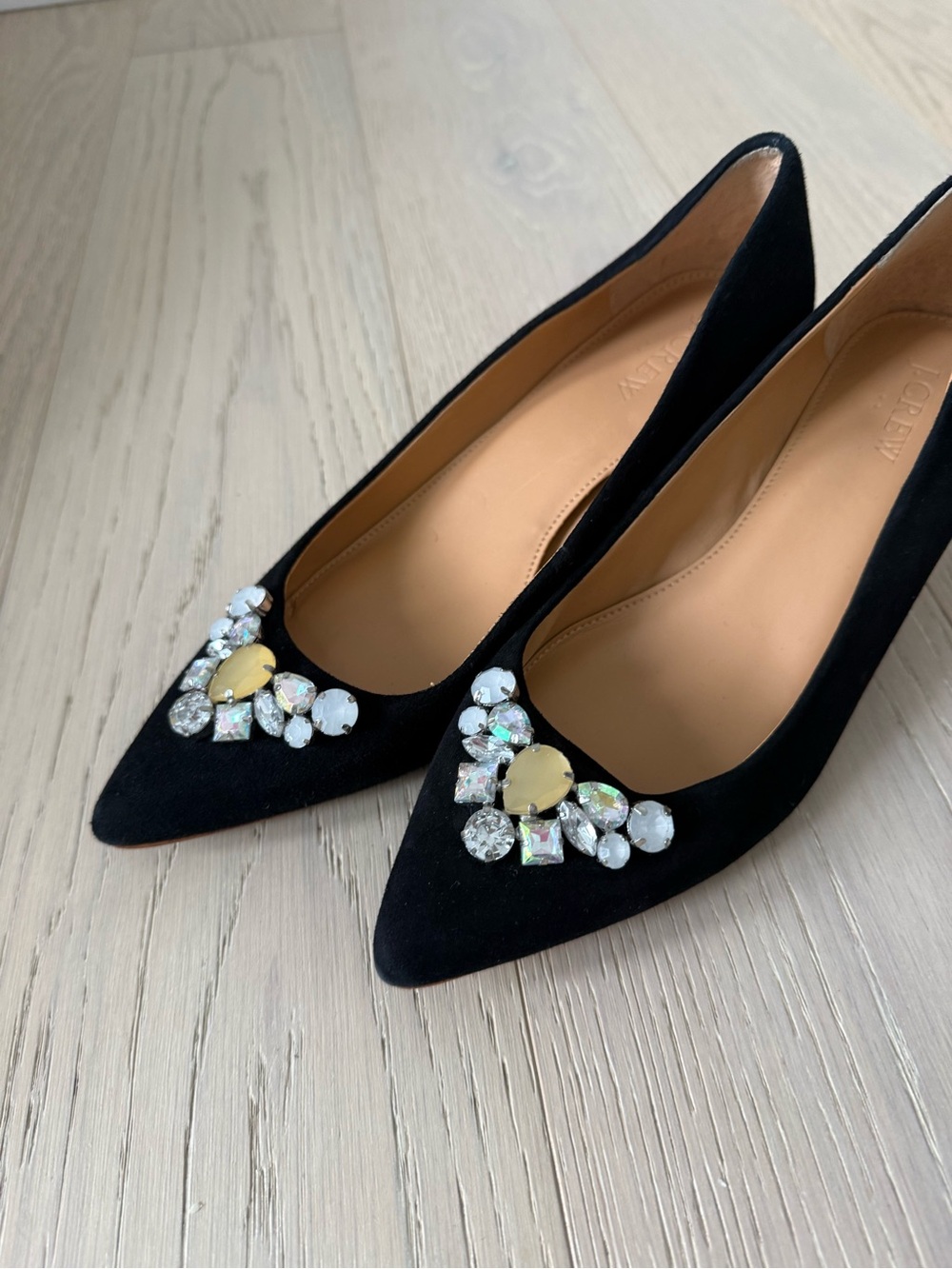 JCrew Black Pointed Toe Embellished Women’s Pumps